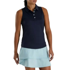 FootJoy Women's Ribbed Sleeveless Polo -Golf Bag Sales footjoy womens ribbed sleeveless polo navy 02 23422.1676582843