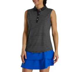 FootJoy Women's Sleeveless Pinstripe Polo -Golf Bag Sales footjoy womens sleeveless pinstripe polo black 02 37872.1633122943