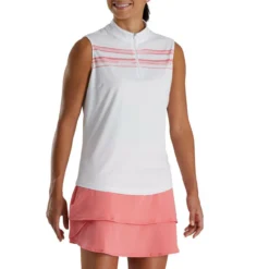FootJoy Women's Watercolor Block Sleeveless Polo -Golf Bag Sales footjoy womens watercolor block sleeveless polo white bright coral 02 28899.1676598512