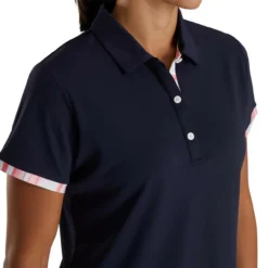 FootJoy Women's Watercolor Trim Polo 31 FootJoy Women's Watercolor Trim Polo -Golf Bag Sales footjoy womens watercolor trim polo navy 04 47523.1676589546
