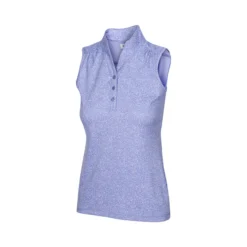Greg Norman Women's Heathered Dot Sleeveless Polo -Golf Bag Sales greg norman womens heathered dot sleeveless polo sweet iris 01 41050.1651765028
