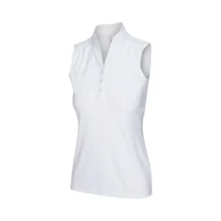 Greg Norman Women's Heathered Dot Sleeveless Polo -Golf Bag Sales greg norman womens heathered dot sleeveless polo white 01 43506.1651765028