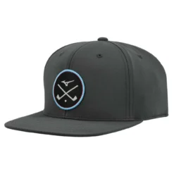 Mizuno Crossed Clubs Snapback Hat -Golf Bag Sales mizuno crossed clubs snapback hat charcoal 01 37313.1671652092