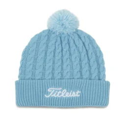 Titleist Cable Knit Pom Pom Beanie -Golf Bag Sales titleist cable knit pom pom beanie sky white 01 23458.1636747906