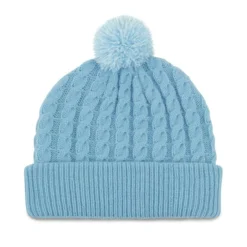 Titleist Cable Knit Pom Pom Beanie -Golf Bag Sales titleist cable knit pom pom beanie sky white 02 81168.1636747906