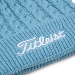 Titleist Cable Knit Pom Pom Beanie -Golf Bag Sales titleist cable knit pom pom beanie sky white 03 46176.1636747907
